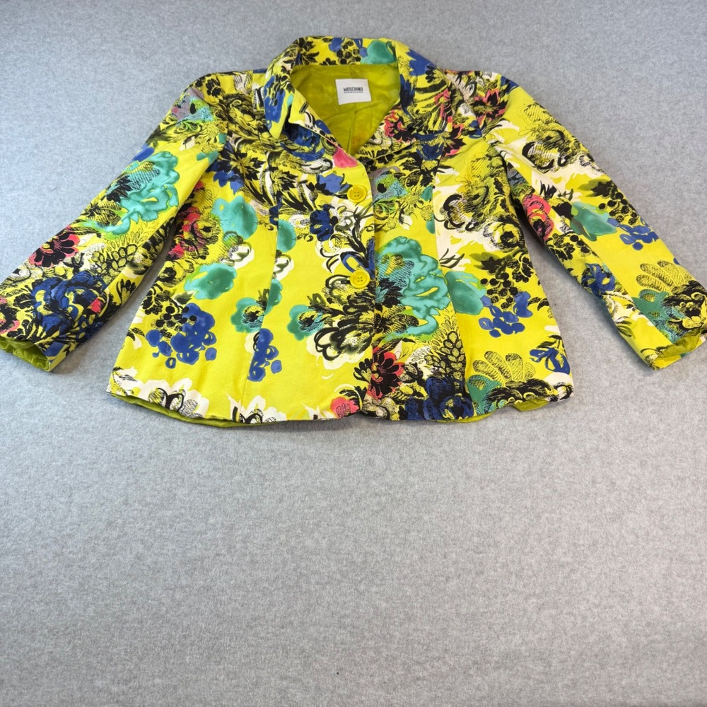 Moschino Cheap and Chic Yellow Floral Silk Blend Blazer Jacket A05061170